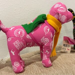 Pink with yellow scarf Dog Plush Set